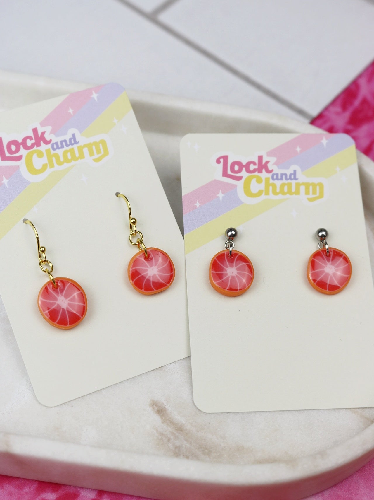Grapefruit Slice Earrings