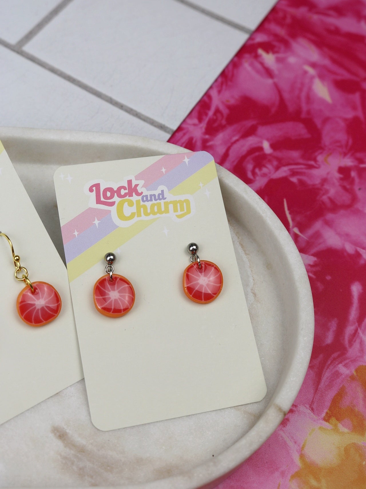 Grapefruit Slice Earrings
