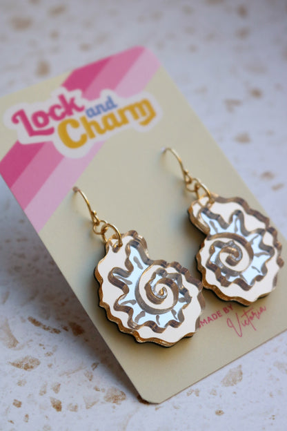 Gold and Silver Mirrored Acrylic Fossil Shell Earrings