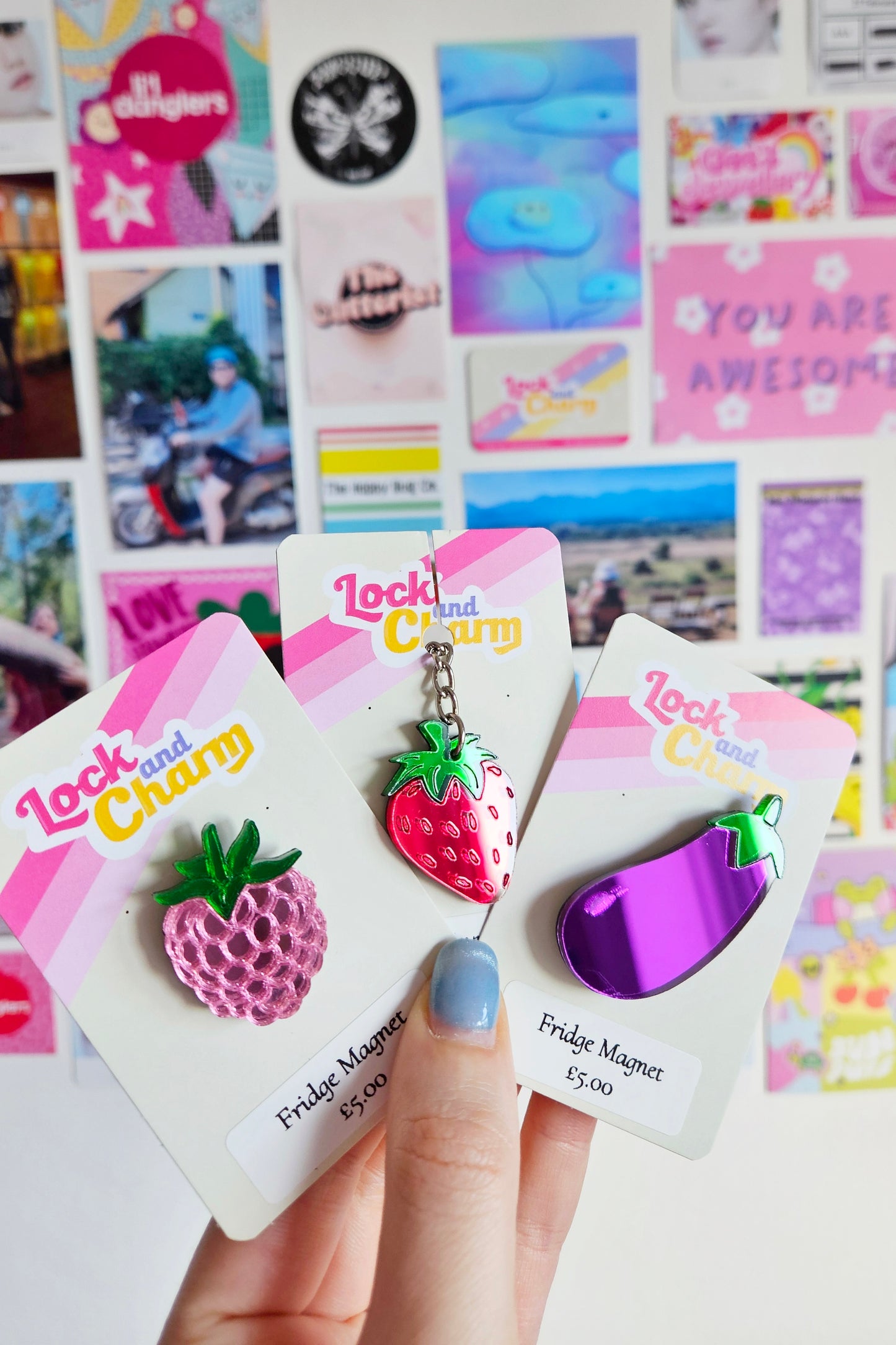 Fruit and Veg Acrylic Keyrings and Fridge Magnets