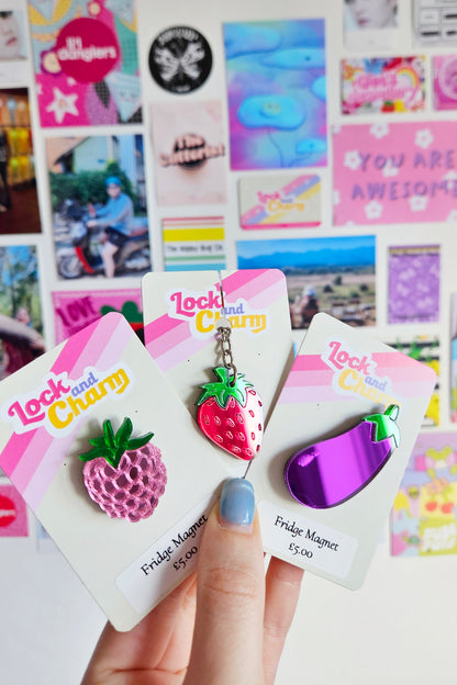 Fruit and Veg Acrylic Keyrings and Fridge Magnets